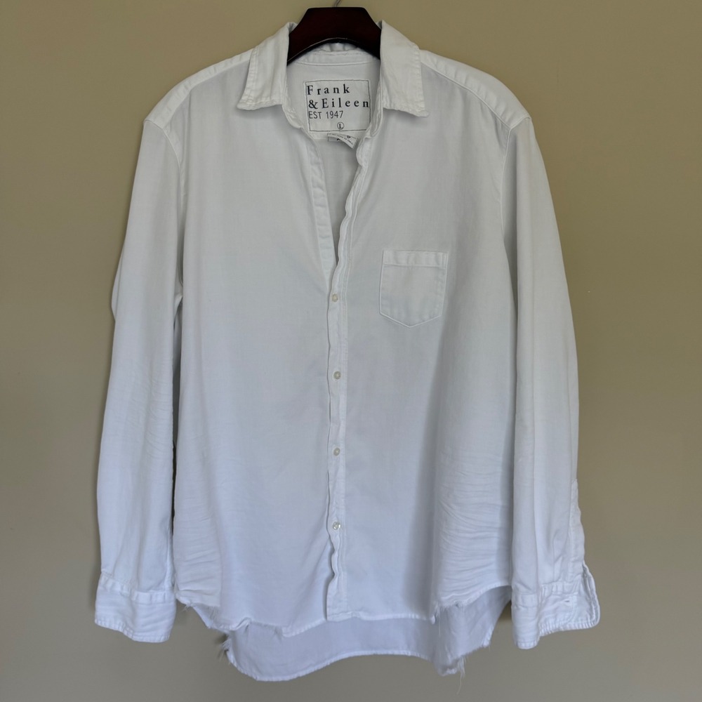 Frank & Eileen Men's Eileen Style White Button Down Shirt L Relaxed Fit Casual